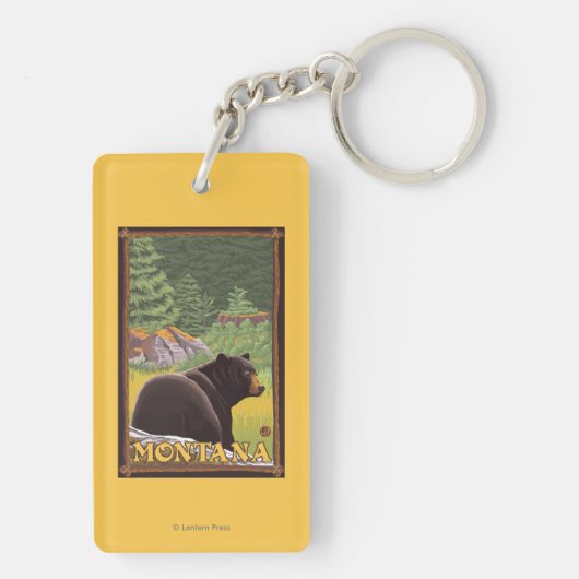 Zwart Beer in de bosbouw - Montana Sleutelhanger (achterkant)