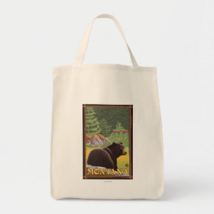 Zwart Beer in de bosbouw - Montana Tote Bag