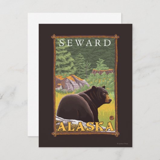 Zwart Beer in de bosbouw - Seward, Alaska Briefkaart (Voorkant / Achterkant)