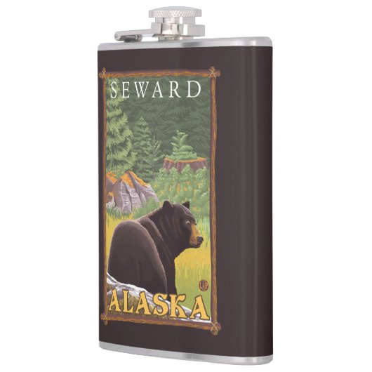 Zwart Beer in de bosbouw - Seward, Alaska Heupfles (Links)