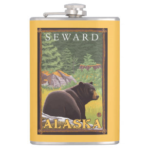 Zwart Beer in de bosbouw - Seward, Alaska Heupfles