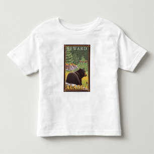 Zwart Beer in de bosbouw - Seward, Alaska Kinder Shirts