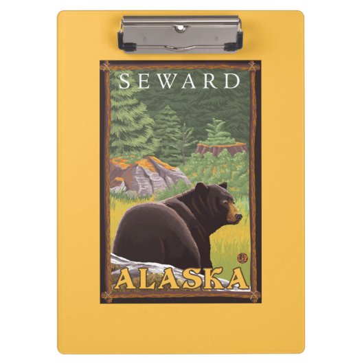 Zwart Beer in de bosbouw - Seward, Alaska Klembord (Voorkant)