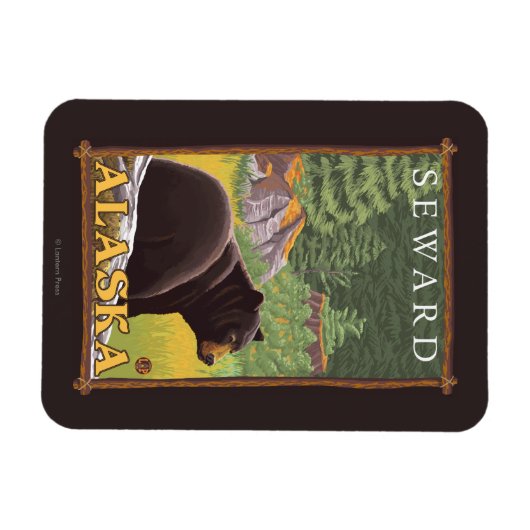 Zwart Beer in de bosbouw - Seward, Alaska Magneet (Horizontaal)
