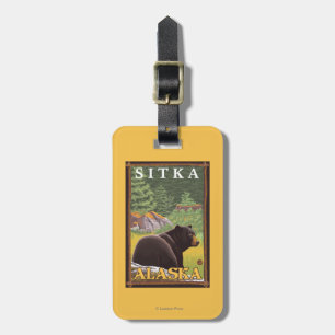 Zwart Beer in de bosbouw - Sitka, Alaska Bagagelabel