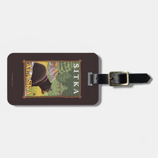 Zwart Beer in de bosbouw - Sitka, Alaska Bagagelabel (Voorkant horizontaal)