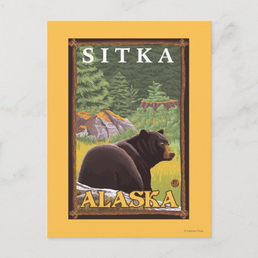 Zwart Beer in de bosbouw - Sitka, Alaska Briefkaart (Voorkant)