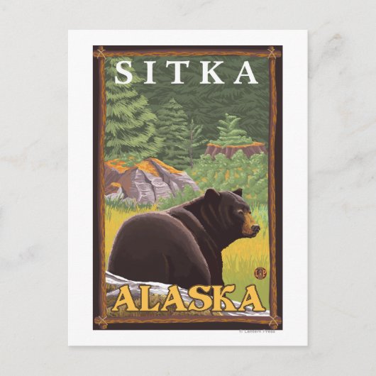 Zwart Beer in de bosbouw - Sitka, Alaska Briefkaart (Voorkant)