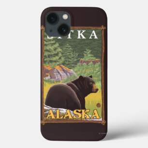 Zwart Beer in de bosbouw - Sitka, Alaska iPhone 13 Hoesje