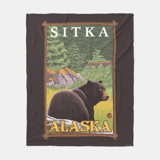 Zwart Beer in de bosbouw - Sitka, Alaska Fleece Deken (Voorkant)