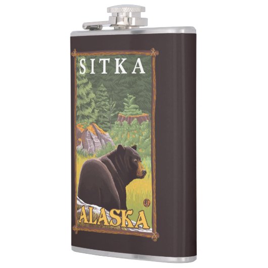 Zwart Beer in de bosbouw - Sitka, Alaska Heupfles (Links)