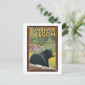 Zwart Beer in de bosbouw - Sun River, Oregon Briefkaart (Staand voorkant)