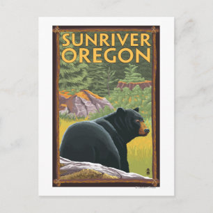 Zwart Beer in de bosbouw - Sun River, Oregon Briefkaart