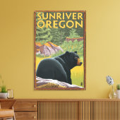 Zwart Beer in de bosbouw - Sun River, Oregon Canvas Afdruk (Insitu (Woonkamer))