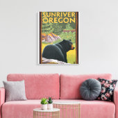 Zwart Beer in de bosbouw - Sun River, Oregon Canvas Afdruk (Insitu (Woonkamer))