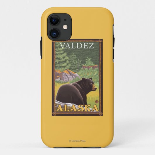 Zwart Beer in de bosbouw - Valdez, Alaska Case-Mate iPhone Case (Achterkant)
