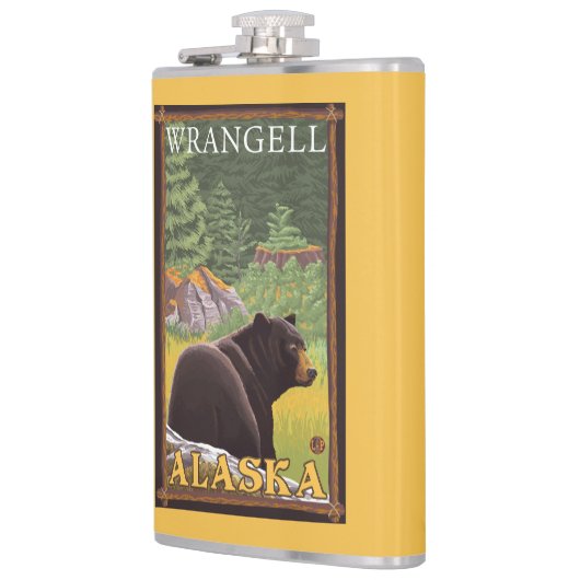 Zwart Beer in de bosbouw - Wrangell, Alaska Heupfles (Links)