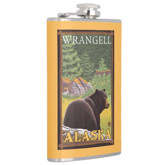 Zwart Beer in de bosbouw - Wrangell, Alaska Heupfles (Rechts)