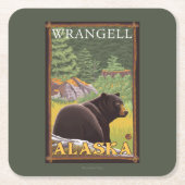 Zwart Beer in de bosbouw - Wrangell, Alaska Kartonnen Onderzetters (Voorkant)