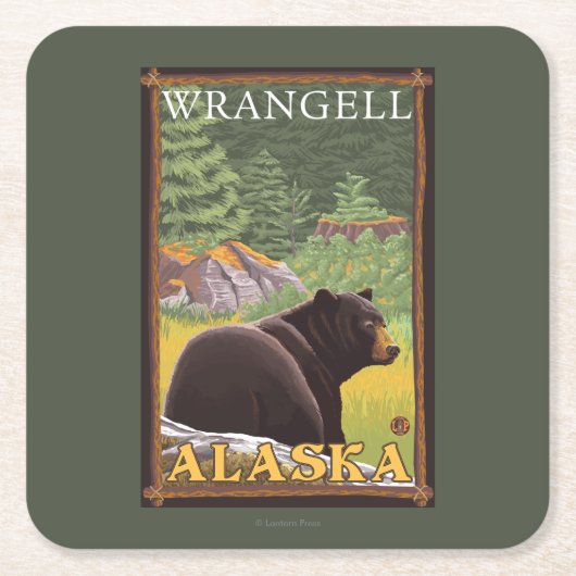 Zwart Beer in de bosbouw - Wrangell, Alaska Kartonnen Onderzetters (Voorkant)