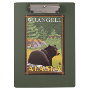 Zwart Beer in de bosbouw - Wrangell, Alaska Klembord