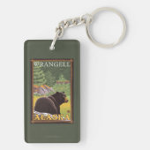Zwart Beer in de bosbouw - Wrangell, Alaska Sleutelhanger (achterkant)
