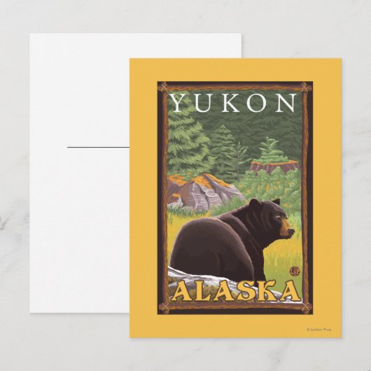 Zwart Beer in de bosbouw - Yukon, Alaska Briefkaart (Voorkant / Achterkant)