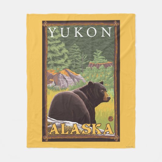 Zwart Beer in de bosbouw - Yukon, Alaska Fleece Deken (Voorkant)