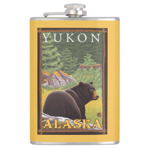 Zwart Beer in de bosbouw - Yukon, Alaska Heupfles