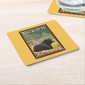 Zwart Beer in de bosbouw - Yukon, Alaska Kartonnen Onderzetters (Schuin)