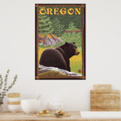Zwart Beer in de bosscène - Oregon Poster (Keuken)