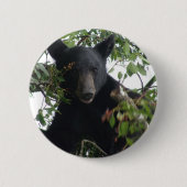 Zwart Beer in een boom Ronde Button 5,7 Cm (Voorkant)