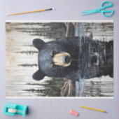 Zwart Beer in een River Portrait Decoupage Tissuepapier (Craft)