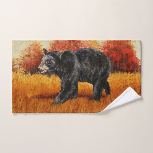 Zwart Beer in Herfstbos Bad Handdoek (Handdoek)