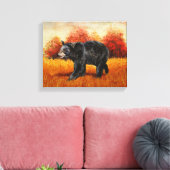 Zwart Beer in Herfstbos Canvas Afdruk (Insitu (Woonkamer))