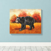 Zwart Beer in Herfstbos Canvas Afdruk (Insitu (Houten vloer))