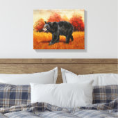 Zwart Beer in Herfstbos Canvas Afdruk (Insitu (Slaapkamer))