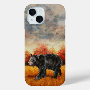 Zwart Beer in Herfstbos iPhone 15 Case