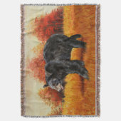 Zwart Beer in Herfstbos Deken (Voorkant Verticaal)