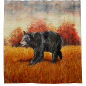 Zwart Beer in Herfstbos Douchegordijn (Voorkant)