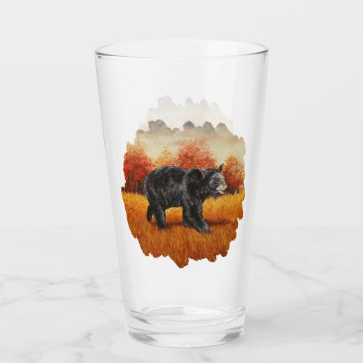 Zwart Beer in Herfstbos Glas (Achterkant)
