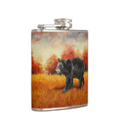 Zwart Beer in Herfstbos Heupfles (Rechts)