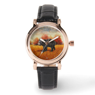 Zwart Beer in Herfstbos Horloge