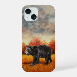 Zwart Beer in Herfstbos iPhone 15 Case