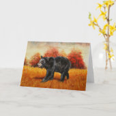 Zwart Beer in Herfstbos Kaart (Gele Bloem)