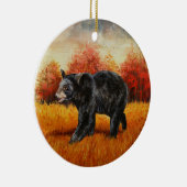 Zwart Beer in Herfstbos Keramisch Ornament (Rechts)