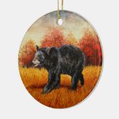 Zwart Beer in Herfstbos Keramisch Ornament (Links)