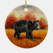 Zwart Beer in Herfstbos Keramisch Ornament (Achterkant)