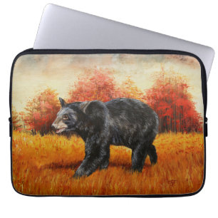 Zwart Beer in Herfstbos Laptop Sleeve