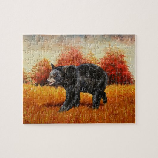 Zwart Beer in Herfstbos Legpuzzel (Horizontaal)